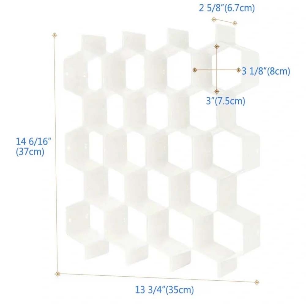 Modular Hex Grid Wall Organizer - White
